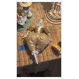 Victorian Couple Lamp; Chalkware figurine, Harlequin clown