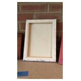 (2) "Rare Woods" frames. Red frame. Oil painting.