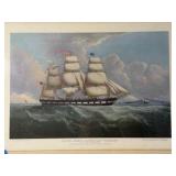 Vintage Framed print U.S. Packet Ship "Pleiades"