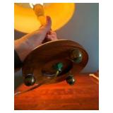 Vintage Brass Lamp with wood base and drum shaped shade