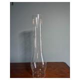 Antique oil lamp with handpainted base and chimney
