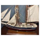 Pair of Nautical Ship Models – Classic Sailing Schooner & Fishing Boat Display