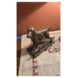 Dog figural table lamp; (2) dog figurines