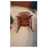 Dining wood table with 6 spindle back chairs L66” x D44” x H30”