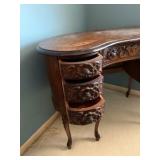 Vintage Kidney-shaped writing desk Victorian Revival style