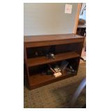 (2) Wood lateral 2-drawer file cabinets and bookshelf