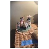 Victorian Couple Lamp; Chalkware figurine, Harlequin clown
