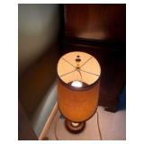 Vintage Brass Lamp with wood base and drum shaped shade