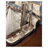 Pair of Nautical Ship Models – Classic Sailing Schooner & Fishing Boat Display