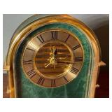 Vintage brass table lamp & Brass Bulova desk clock