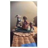 Victorian Couple Lamp; Chalkware figurine, Harlequin clown