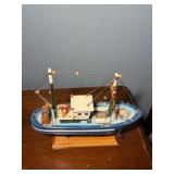 Pair of Nautical Ship Models – Classic Sailing Schooner & Fishing Boat Display
