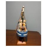 Pair of Nautical Ship Models – Classic Sailing Schooner & Fishing Boat Display