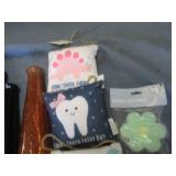 Lot of vases and tooth fairy pillow...