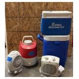 3 Coleman coolers; Holmes fan; Pelonis space htr.