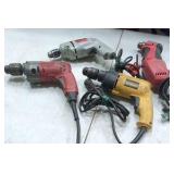 (4) Drills: DeWalt, Milwaukee, Skill