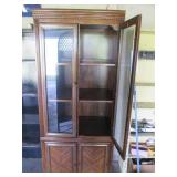 Vintage wood China cabinet with upp...