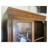 Vintage wood China cabinet with upp...