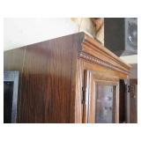 Vintage wood China cabinet with upp...
