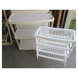 Pair of plastic shelving units in a...