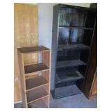 Two Wooden storage shelves one appr...
