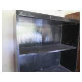 Two Wooden storage shelves one appr...