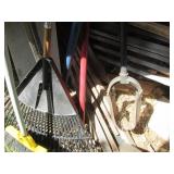 Snow shovels, assorted rakes and ot...