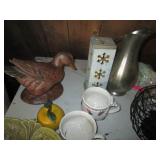 Vintage metal, ceramic and wood nik...