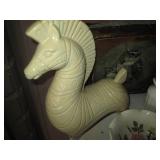 Ceramic statue and misc dish displa...