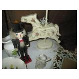 Ceramic statue and misc dish displa...