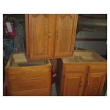 3-Wood Kitchen cabinet units, two-l...