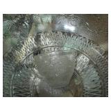 Vintage clear cut glass punch bowl ...