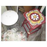 Wood stools, metal framed vanity ch...