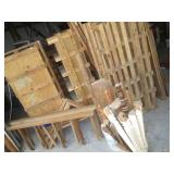 HUGE lot of wood spindles, slats, p...