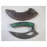 (FS) Damascus Blade Ulu Knife with ...
