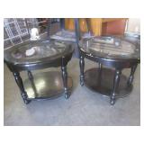 (EW3) Pair of Vintage Wood with Gla...