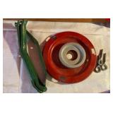 Vintage metal mini christmas tree stand red and green