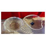 Fenton silvercrest hobnail heart candy dish and small bowl