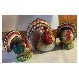 Ceramic turkey candle holder and salt-n-pepper shaker