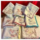 Set of 8 Embroidered sun bonnet girls flour sack, 1 towel (Thursday) kitchen linens