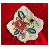 Vintage blue ridge hand painted Southern potteries INC. leaf tray