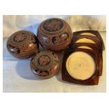 Collectable red terracotta glazed bowls & coasters