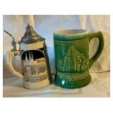 Pair of vintage beer steins, Luxembourg & Heidelberg Stoneware Mugs