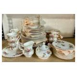 Vintage Royal Albert moss rose bone China dishes set made in England