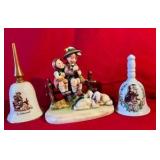 Vintage MJ Hummel Eventide stylized bee marked figurine #99 plus bells
