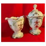 Vintage Northwoods Everglades Cornelian Custard Lass Cream and Sugar Uranium