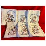 Set of 6 Flour Feed Sack Embroidered Kittens Kitchen Dish Towels Set