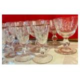 Group of vintage Libbey lily of the valley cocktail & cordial glasses