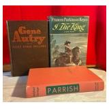 3 vintage hard cover books, Jean Autry, Parrish, I the king