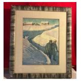 Vintage winter scene print